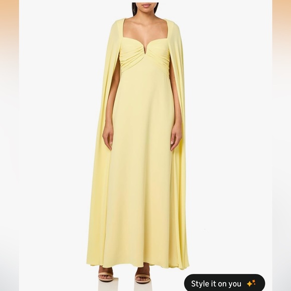 HALSTON Women's Alma Crepe with Georgette Gown - Picture 2 of 8